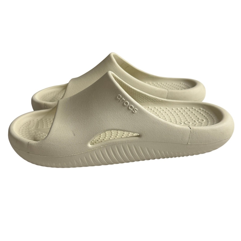 Crocs Mellow Recovery Slides Bone Beige Womens 8 Mens 6 Comfort Sandals Shoes